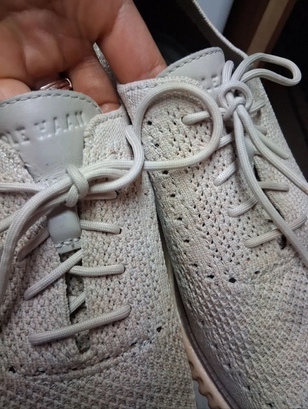 Cole Haan Men's Knit Lace-Up Casual Shoes - Beige Sz 9M Preowned